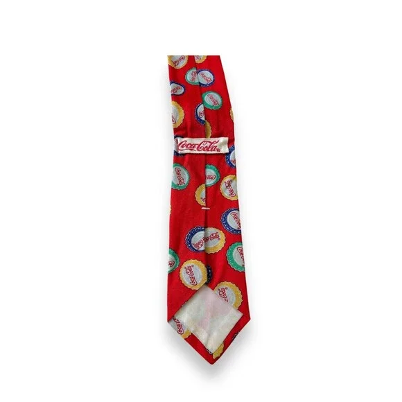 Vintage Red Coca-Cola Tie 56” X 2.5” Made In USA Multicolor Caps - Picture 3 of 6